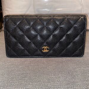 Authentic Chanel Quilted Caviar Bifold Wallet